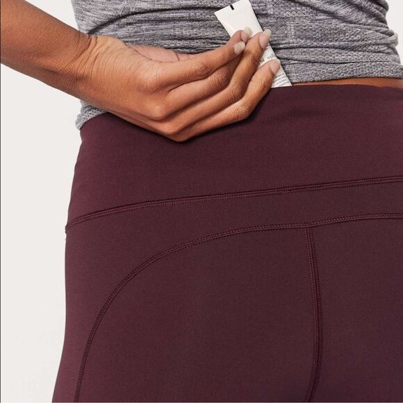 Lululemon Extra Mile Crop (Reflective 23") In Garnet/Maroon Size 8 - Picture 4 of 11